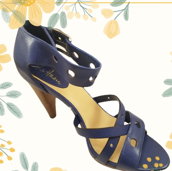 Sale 🔖 NEW Cole Haan Blue Whitney Heel Leather Sandal - Picture 11 of 11